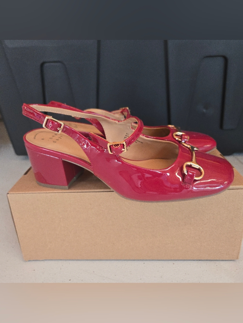 A New Day Lucky Square Toe Red Mary Jane Heel With Memory Foam Insole  Size 6.5